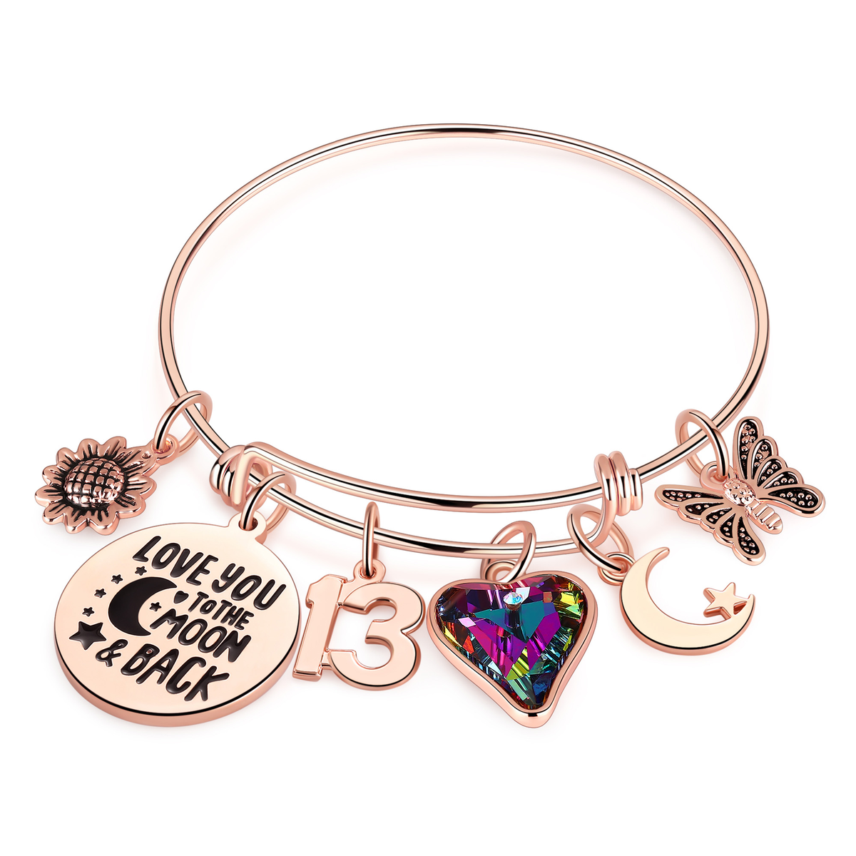 Turandoss Birthday Bracelet Gift for Girls Women, Year Old Gifts for Girls Kids, Heart Number Charm Bracelets, Happy 25th Birthday for Mom Wife Her