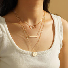 Turandoss Dainty Layered Choker Necklace, Handmade Plated Y Pendant Multilayer Bar Disc Necklace Adjustable Layering Choker for Women