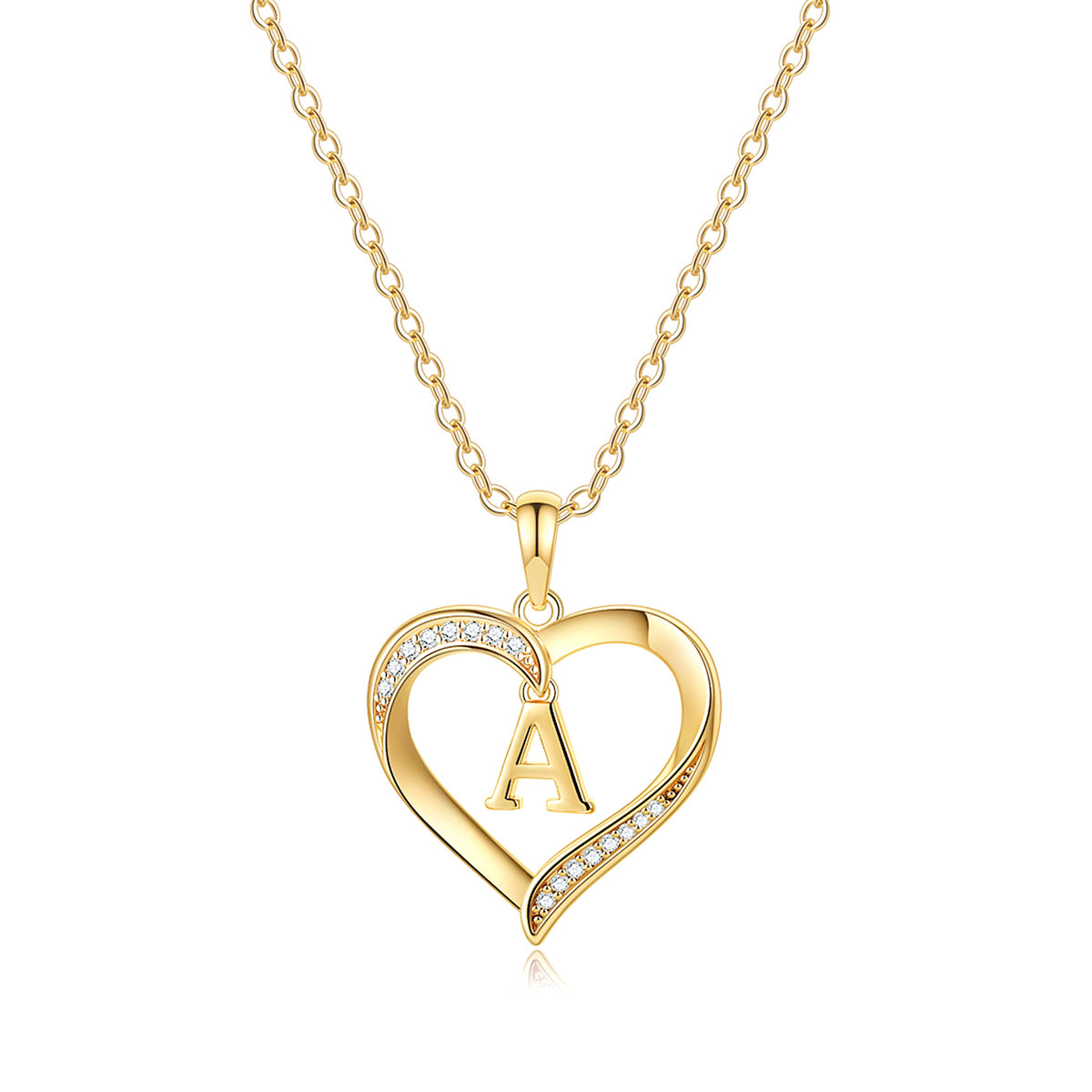 Turandoss Graduation Gift, 14K Gold Plated Heart Initial Pendant Necklace, A to Z Cubic Zirconia Jewelry for Her