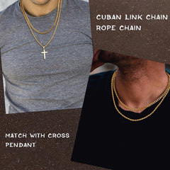 Turandoss Layered Gold Cross Necklace for Men Boys, Stainless Steel Cross Pendant Necklaces, Birthday Gifts for Men, Father, Boys Fashion Stuff
