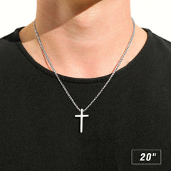 Turandoss Silver Cross Necklace for Men Boys, Stainless Steel Cross Pendant Necklaces, Birthday Gifts for Men, Father, Boyfriend, Boys Fashion Stuff