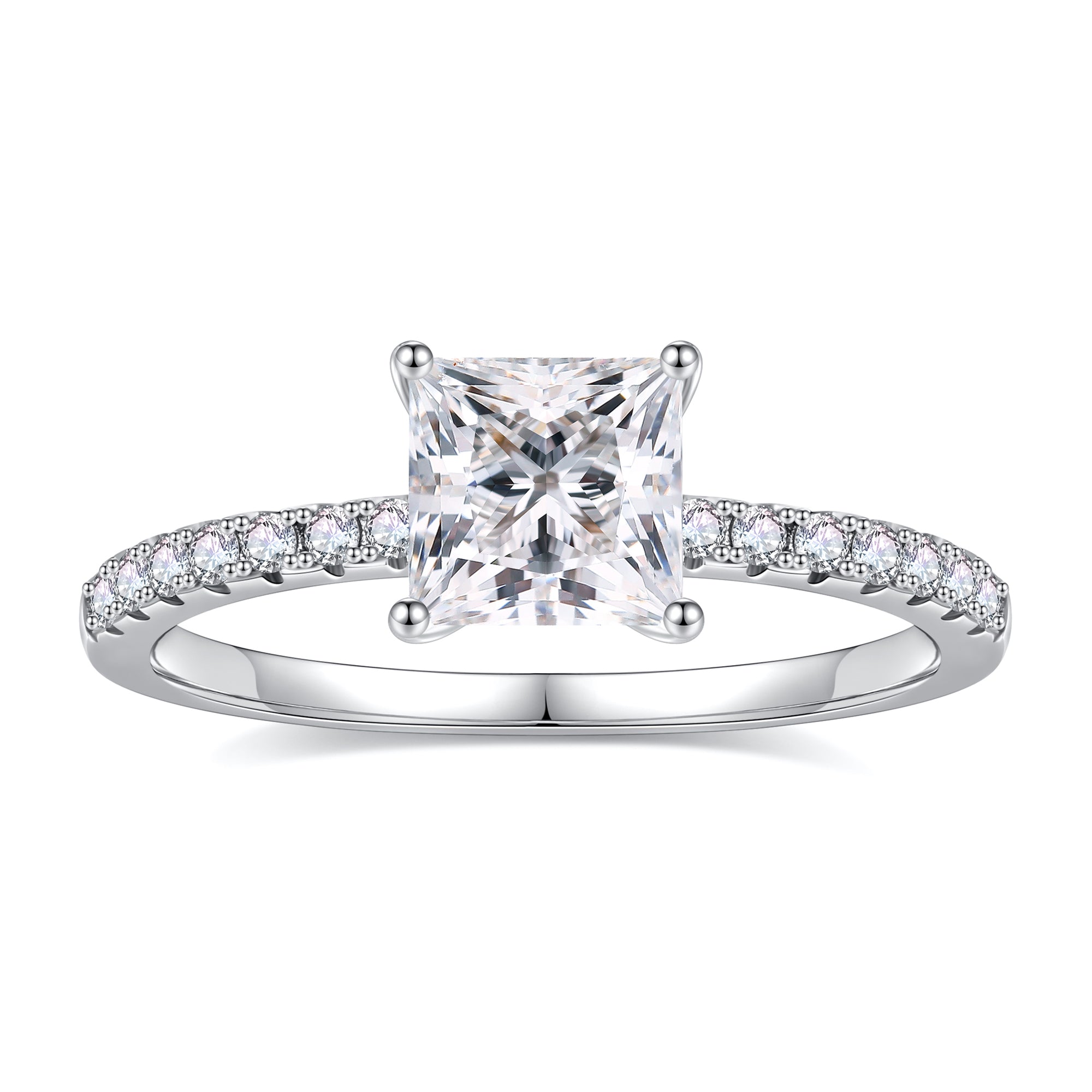 Turandoss 1.5 Carat Moissanite Princess Cut Engagement Rings for Women 925 Sterling Silver Diamond Ring Promise Rings for Women