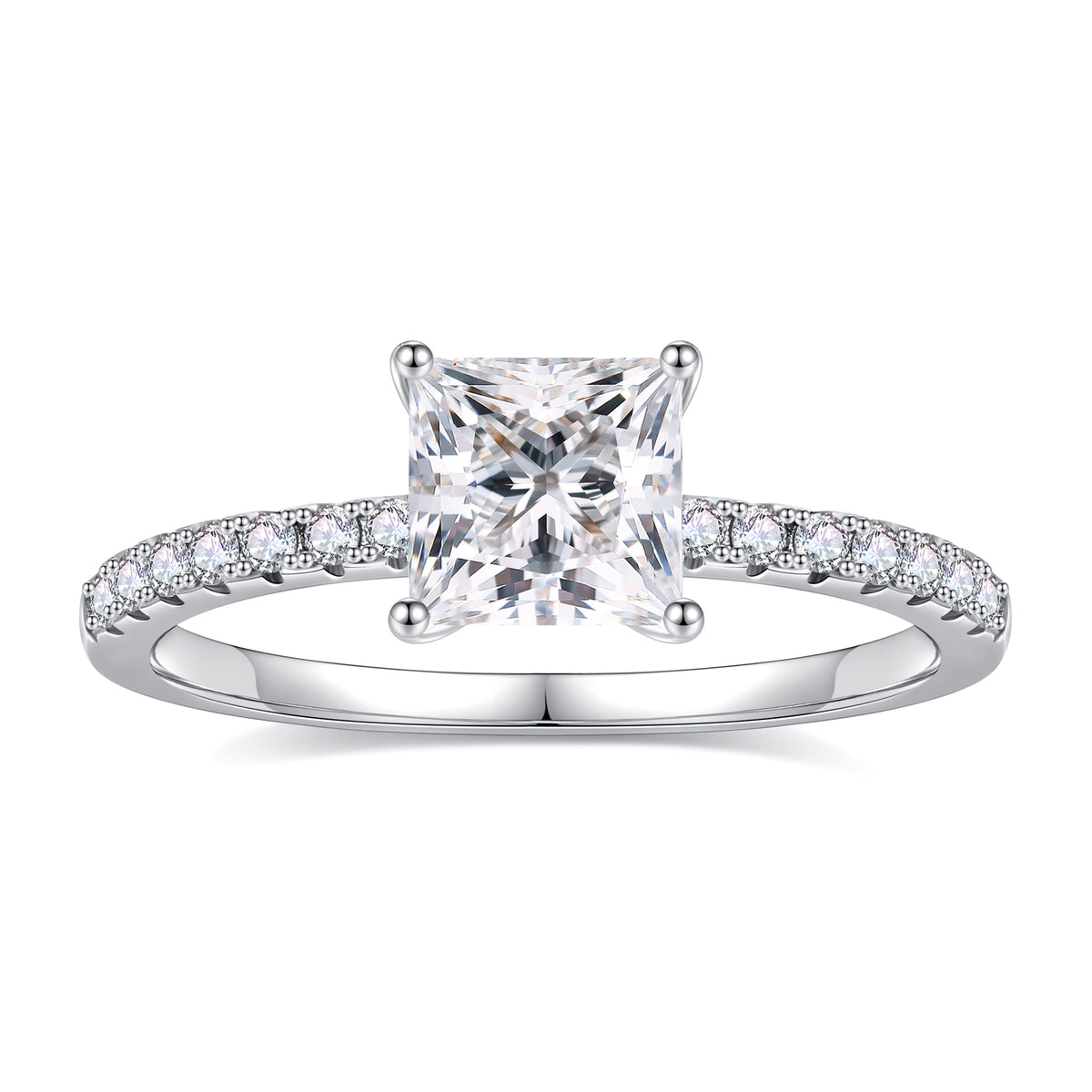 Turandoss 1.5 Carat Moissanite Princess Cut Engagement Rings for Women 925 Sterling Silver Diamond Ring Promise Rings for Women
