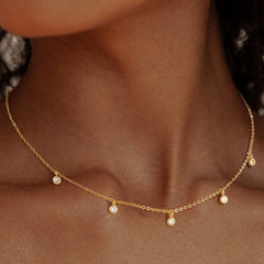 Turandoss Gold Cubic Zirconia Choker Necklace for Women - Dainty Gold Charm Necklaces Non Tarnish, Wedding Prom Bridesmaids Jewelry Gifts, 15+2.5In
