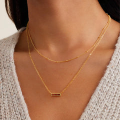 Turandoss Layered Birthstone Necklace for Women, Dainty 18K Gold Plated Birthstone Pendant Necklaces, Trendy Birthday Jewelry Gifts for Women