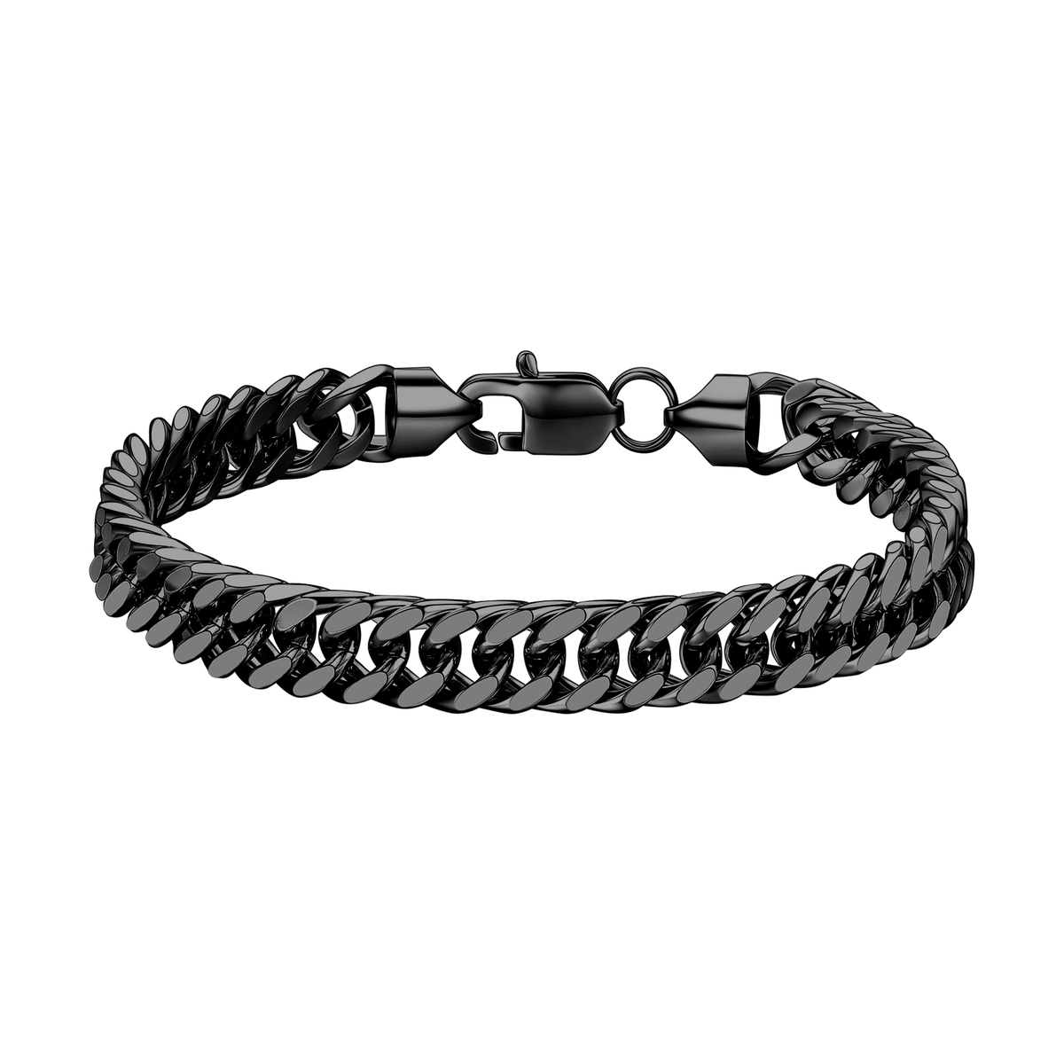 Turandoss Silver Black Cuban Link Bracelet for Men Teen Boys, Dainty Stainless Steel Chains Non Tranish, Birthday Gifts, Valentine's Day Gift for Men