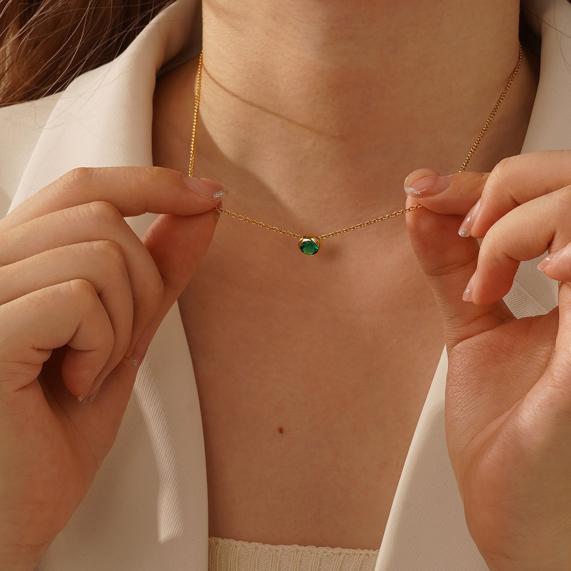 14K Gold Plated Birthstone Necklaces for Women