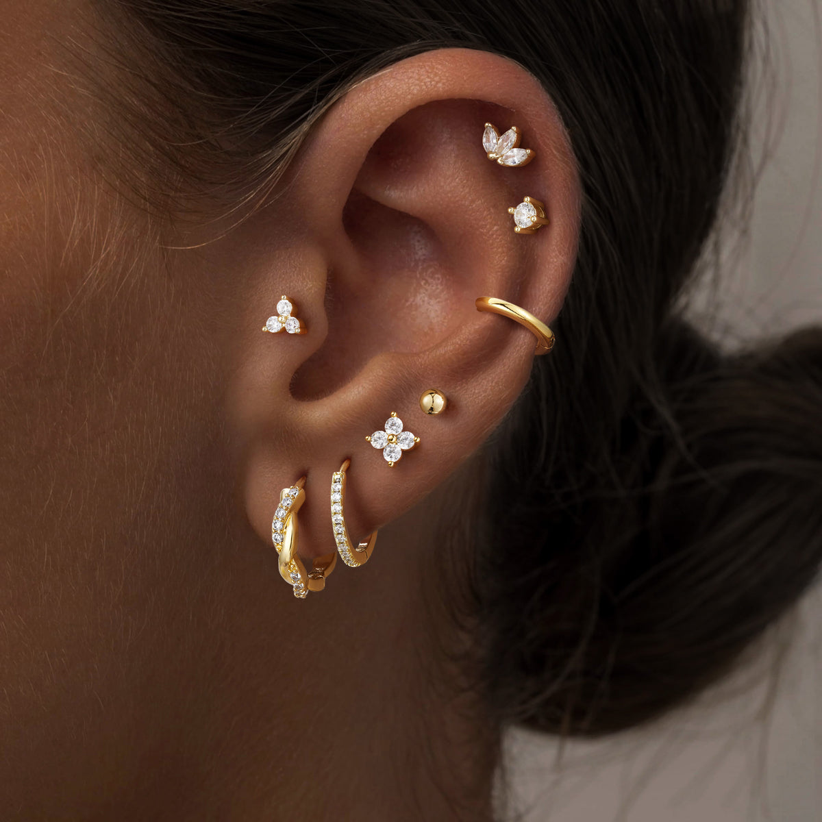 Turandoss 8Pairs Flat Back Stud Earrings Set for Women Girls, Cubic Zircon Hoop Huggie Cartilage Earring, Birthday Valentine's Day Gifts for Wife Mom