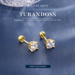 Turandoss 3Pairs Moissanite Cartilage Stud Earrings for Women Men, 925 Sterling Silver Post Flat Back Hypoallergenic Earring Set, Christmas Gifts