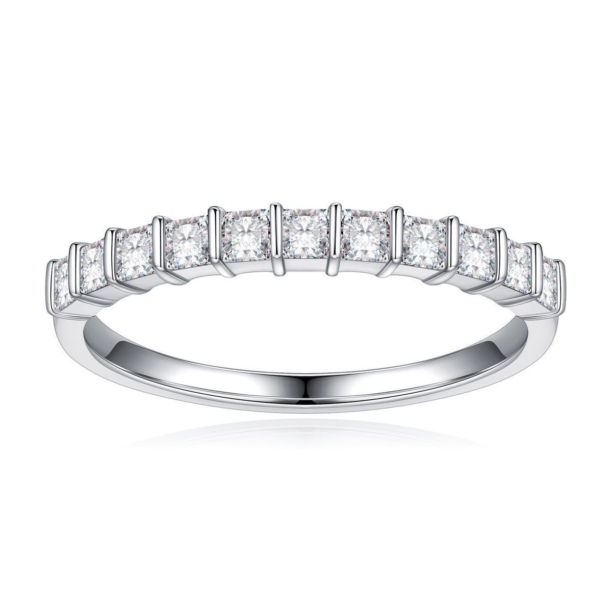 Turandoss 1ct Moissanite Engagement Ring 925 Sterling Silver Half Halo Princess-Cut Moissanite Ring Diamond Ring Wedding Band Promise Wedding Rings for Women