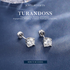 Turandoss 3Pairs Moissanite Cartilage Stud Earrings for Women Men, 925 Sterling Silver Post Flat Back Hypoallergenic Earring Set, Christmas Gifts