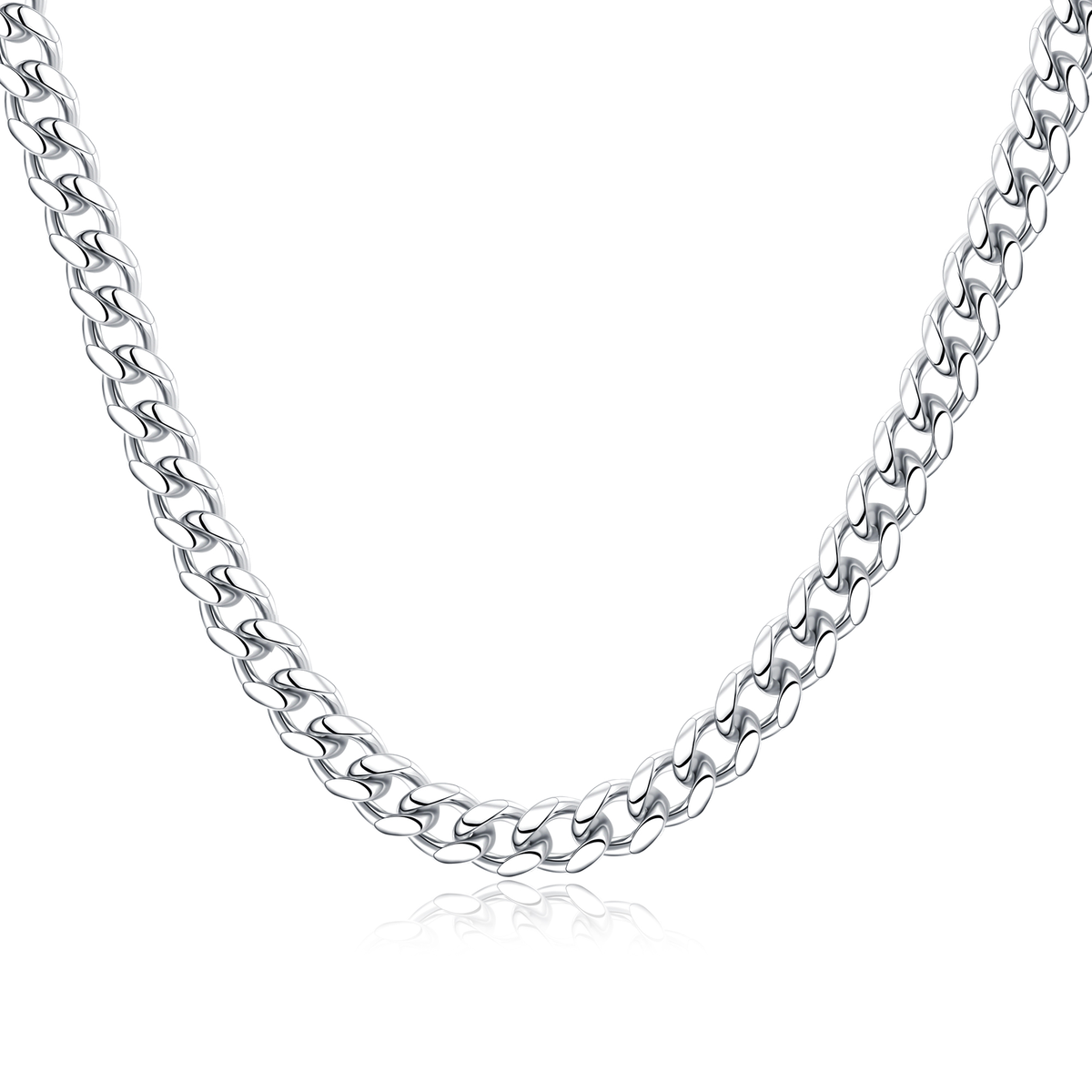 Turandoss Silver Black Cuban Link Chain Necklace for Men Boys, Stainless Steel Chains Necklaces for Him, Birthday Valentine's Day Gift from Mom, 20In