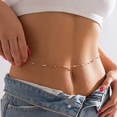 Turandoss 18K Gold Waist Chain for Women - Dainty Diamond Beads Body Chain Adjustable, Sexy Belly Chains Waterproof, Birthday Christmas Gifts