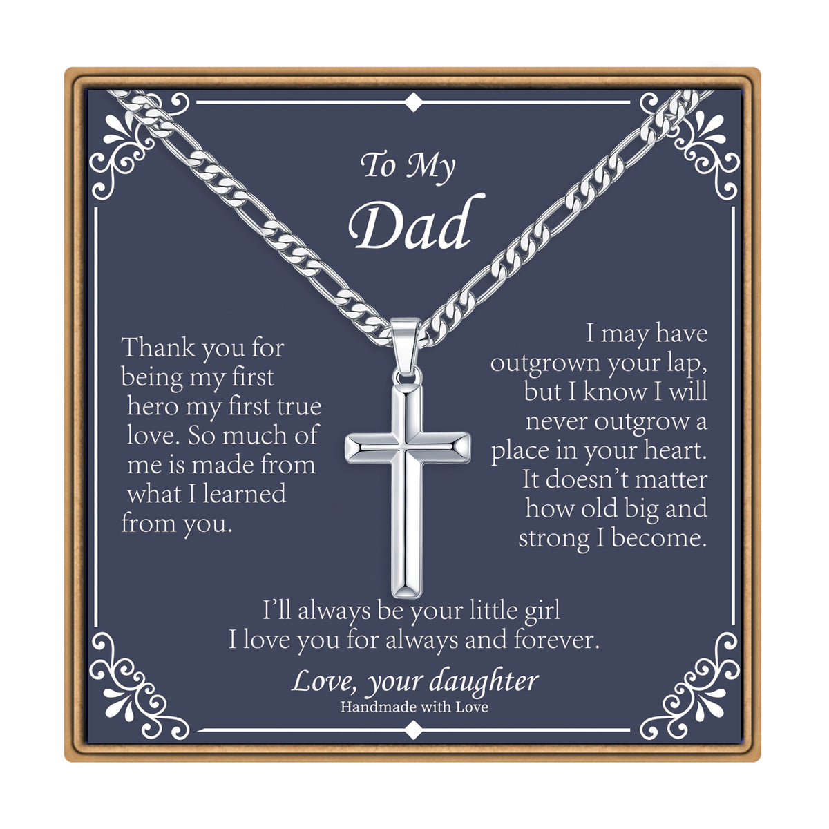 Turandoss Cross Necklace for Men Boys, Gold Silver Black Cross Pendant Necklace, Fathers Day Gifts for Men Boys Husband, Birthday Gifts for Son, 20In