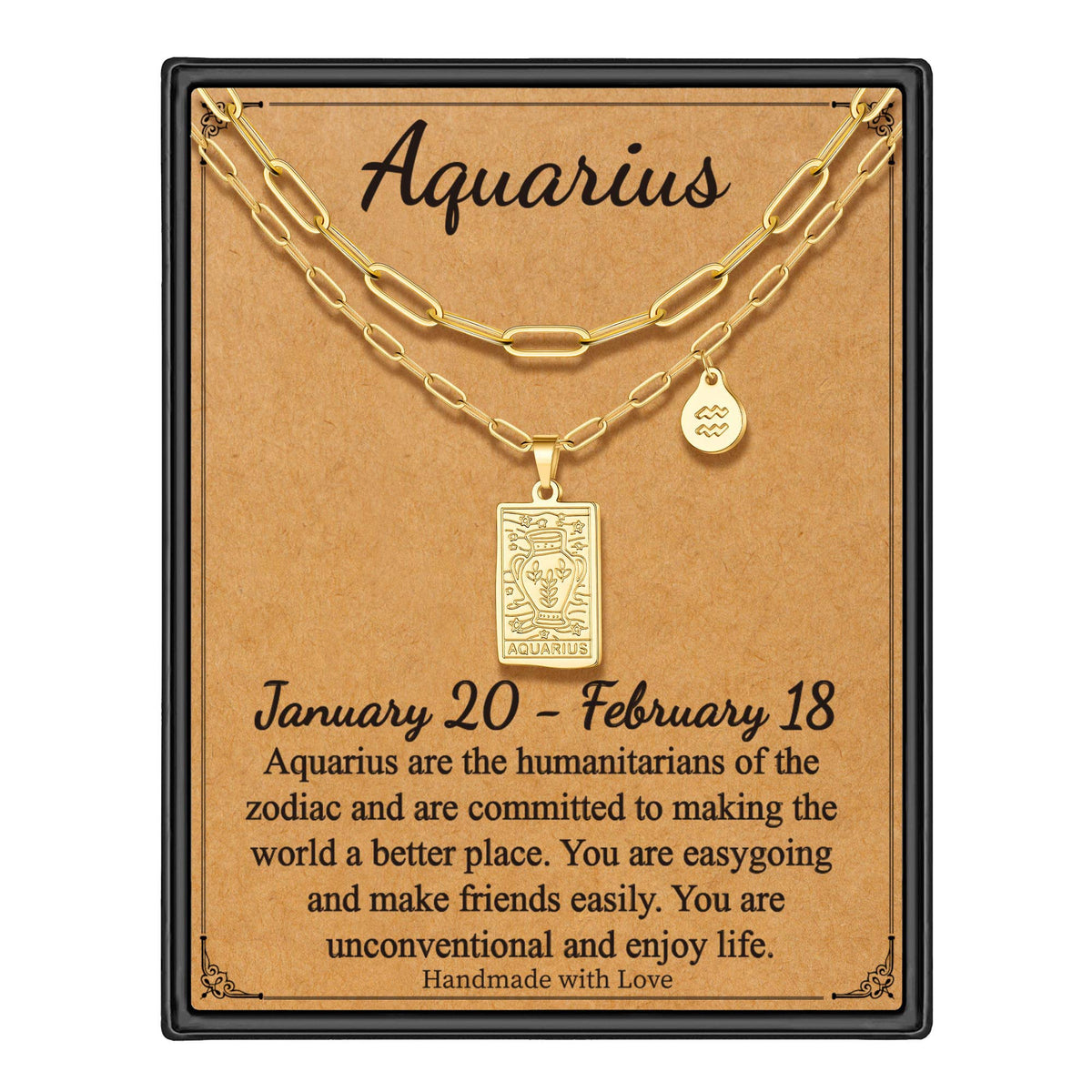 Turandoss Constellation Necklace for Women Girls, Gold Layered Paperclip Tarot Card Pendant Necklaces, Birthday Valentine's Day Gifts for Mom Wife
