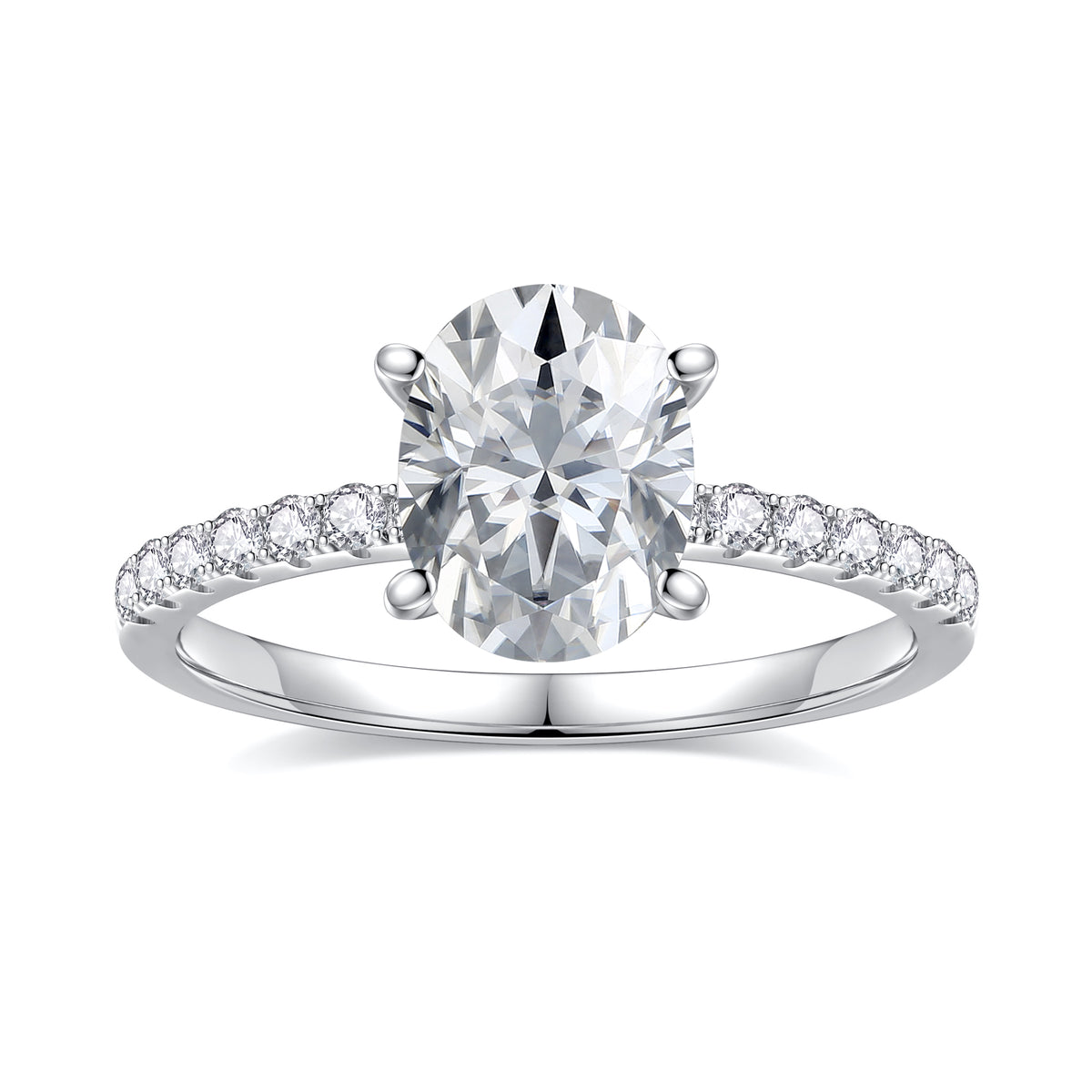 Turandoss 1.5 Carat Moissanite Four-Prongs Engagement Ring 925 Sterling Silver Oval Cut Diamond Ring Wedding Band Promise Wedding Rings for Women