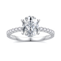 Turandoss 1.5 Carat Moissanite Four-Prongs Engagement Ring 925 Sterling Silver Oval Cut Diamond Ring Wedding Band Promise Wedding Rings for Women