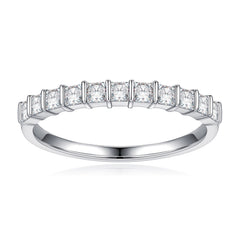 Turandoss 1ct Moissanite Engagement Ring 925 Sterling Silver Half Halo Princess-Cut Moissanite Ring Diamond Ring Wedding Band Promise Wedding Rings for Women