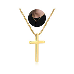Turandoss Cross Necklace for Men Boys - Fathers Day Gifts, Stainless Steel Pendant Chain Necklaces, Mens 16-30 Inches Chain Gold Silver Black Cross Necklace Jewelry Gifts
