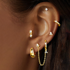 Turandoss 6Pairs Flat Back Stud Earrings for Women Girls, CZ Hoop Huggie Cartilage Clip on Earring, Birthday Gift, Valentine's Day Gifts for Wife Mom