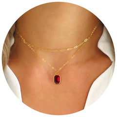 Turandoss Birthstone Necklace for Women Girls, Birthstone Layered Necklace for Girls,  Birthday Gifts for Girls, Jewelry for Women, 15+2.5/17+2.5In
