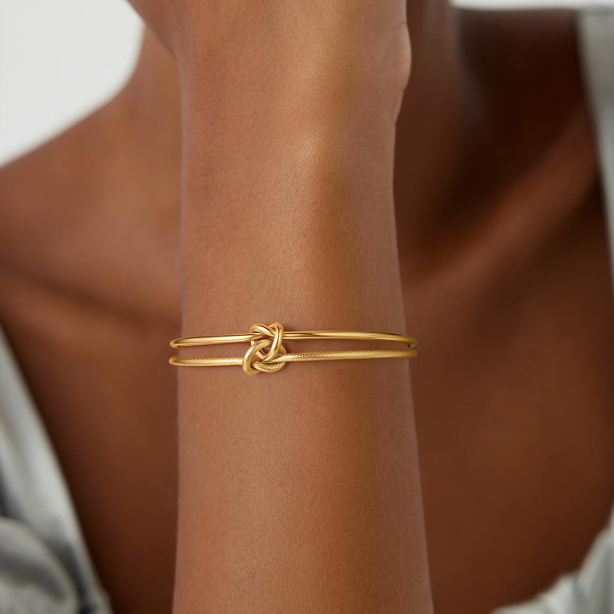 Turandoss Knot Cuff Bangle Bracelets for Women Girls, 18K Gold Adjustable Open Bracelet, Birthday Gifts, Valentine's Day Gifts for Women Wife Mom