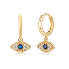 Turandoss Graduation Gift, Hypoallergenic Evil Eye Huggie Hoop Earrings, S925 Sterling Silver 14K Gold Plated CZ for Women