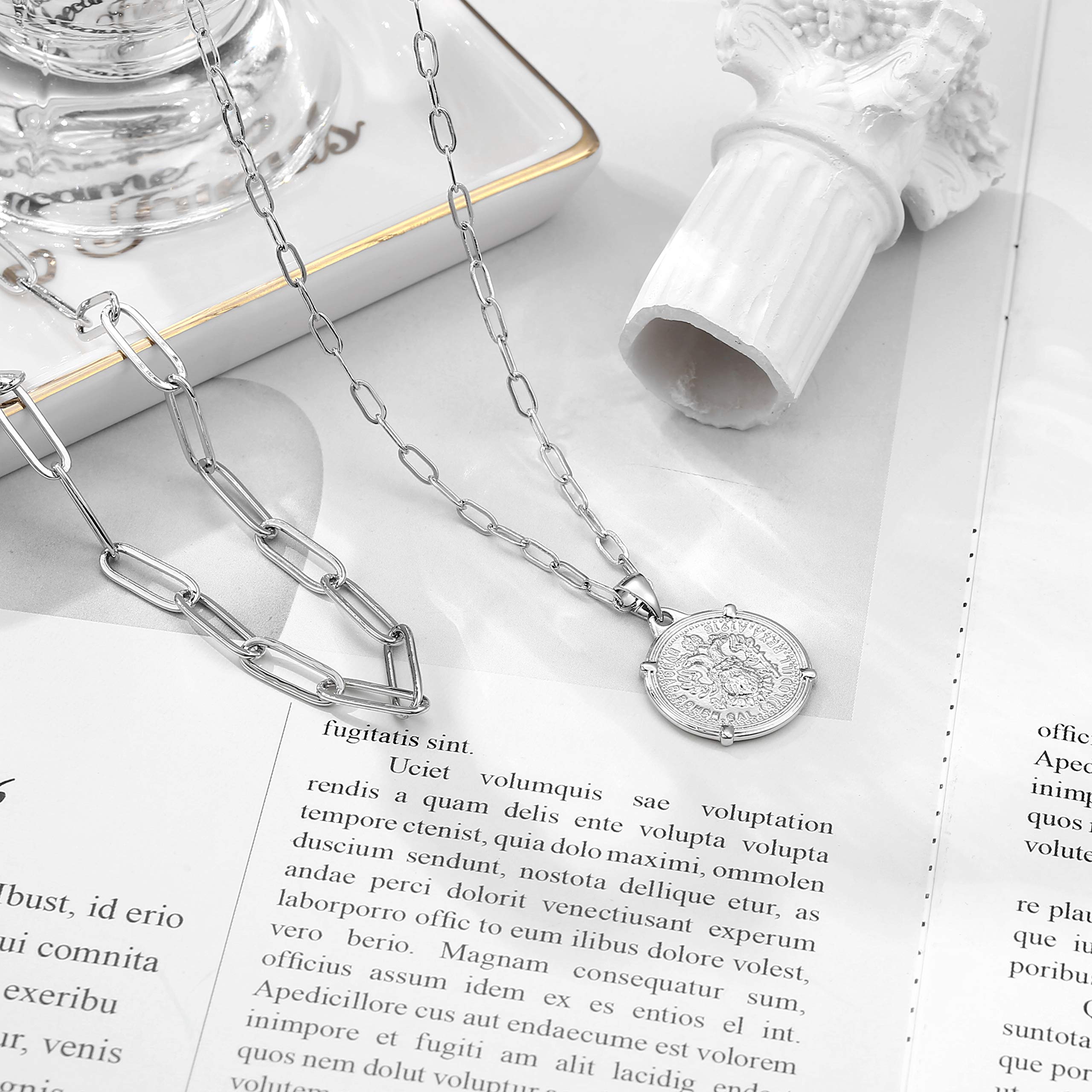 Silver Chain&Medallion Necklaces