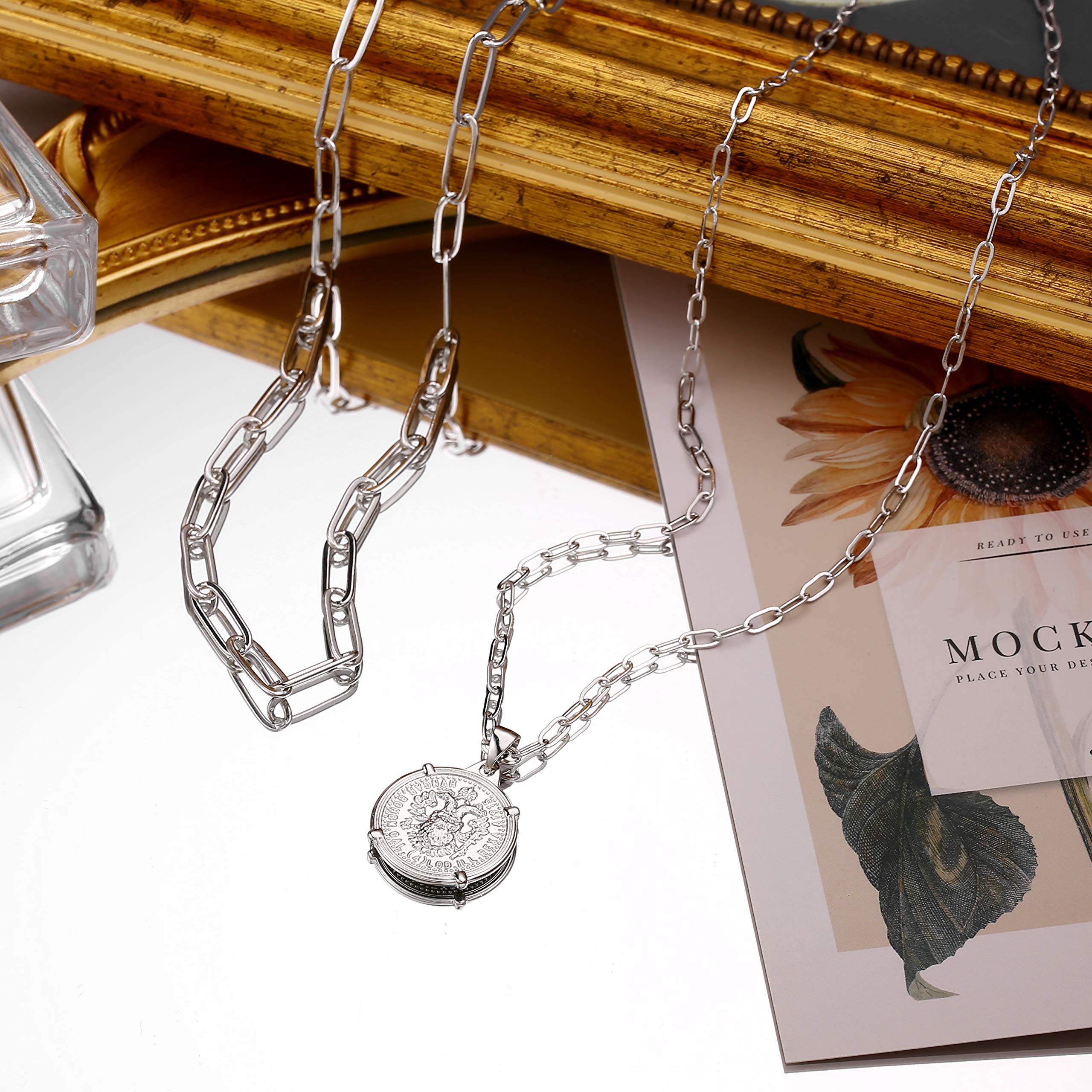 Silver Chain&Medallion Necklaces
