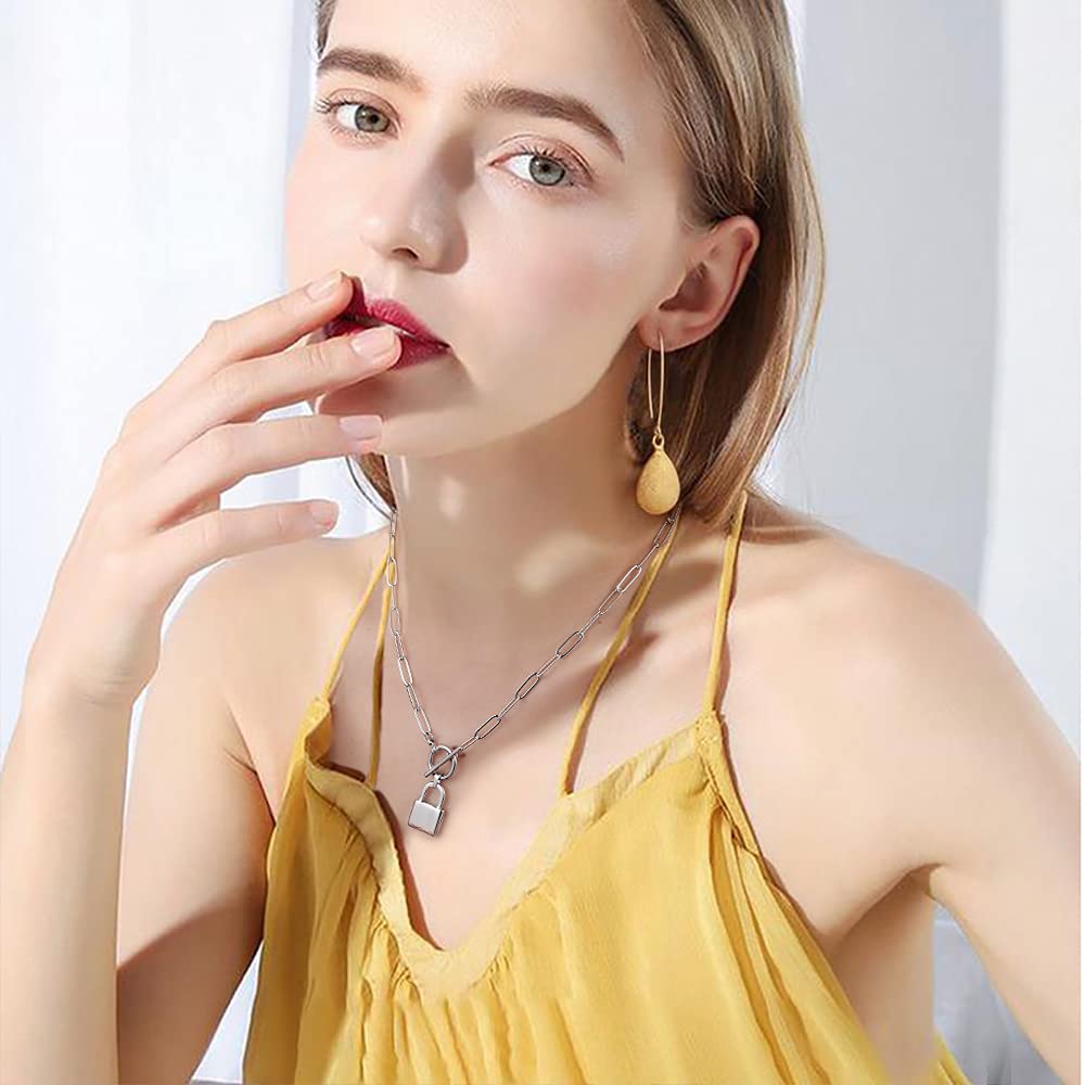 Silver Lock Link Choker Necklace