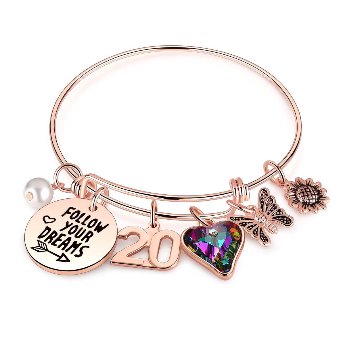 Turandoss Birthday Bracelet Gift for Girls Women, Year Old Gifts for Girls Kids, Heart Number Charm Bracelets, Happy 25th Birthday for Mom Wife Her