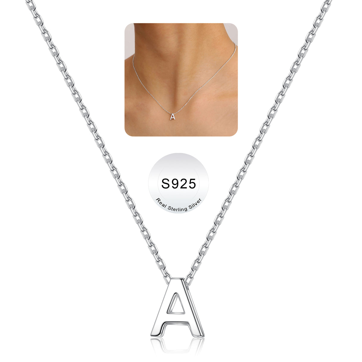 Turandoss Initial Necklace for Women, Letter A-Z Pendant Jewelry for Teen Girls
