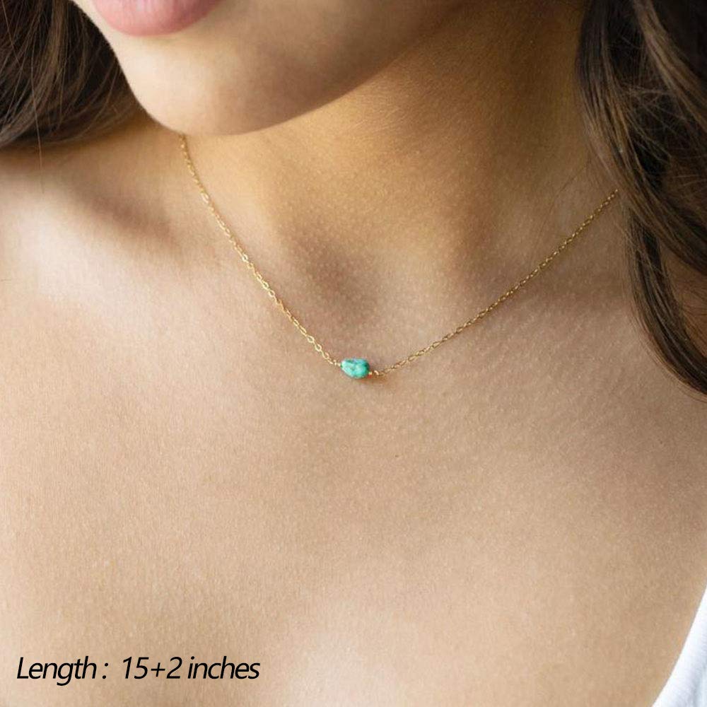 2PCS Blue Turquoise&Hammered Disc Dainty Layered Choker Necklace