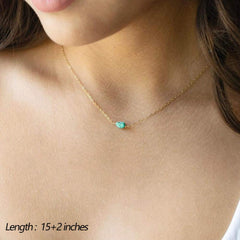 2PCS Blue Turquoise&Hammered Disc Dainty Layered Choker Necklace