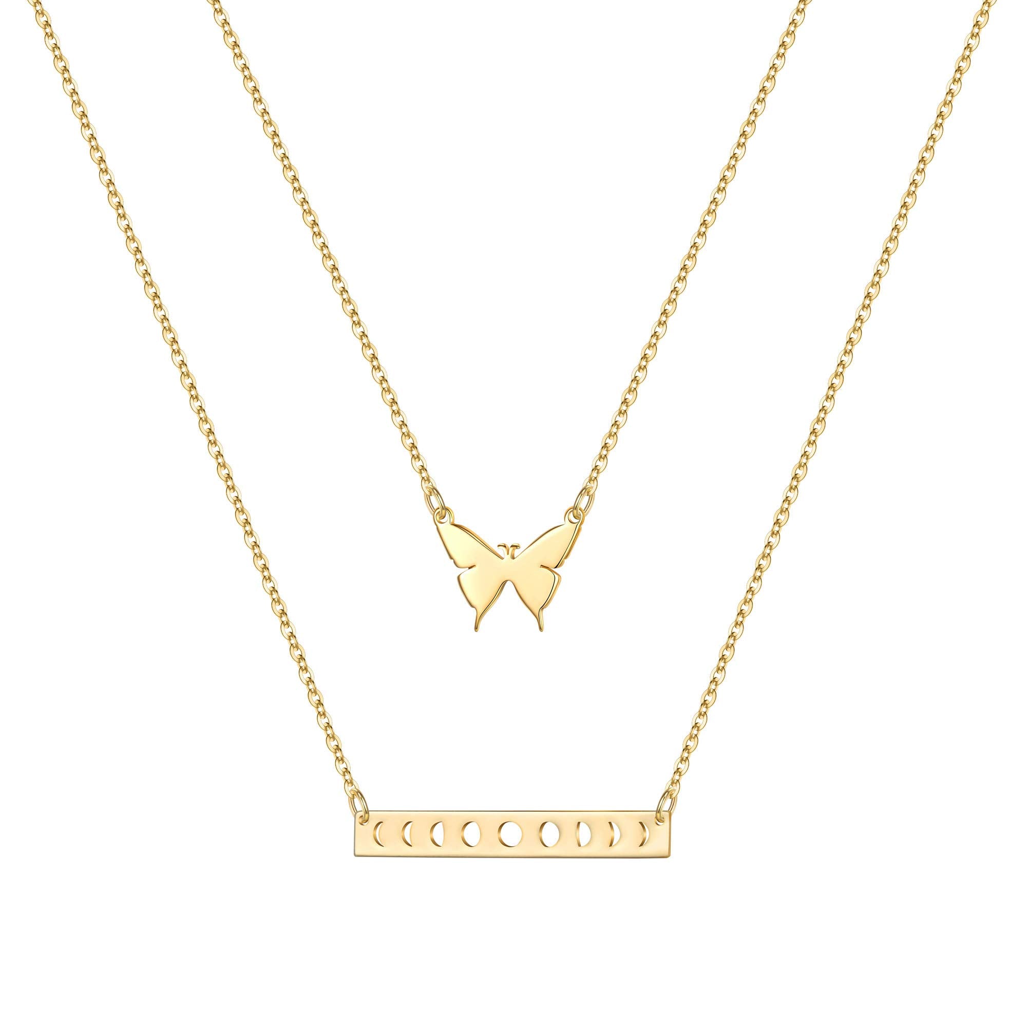2PCS - Butterfly&Bar Layered Necklaces for Women