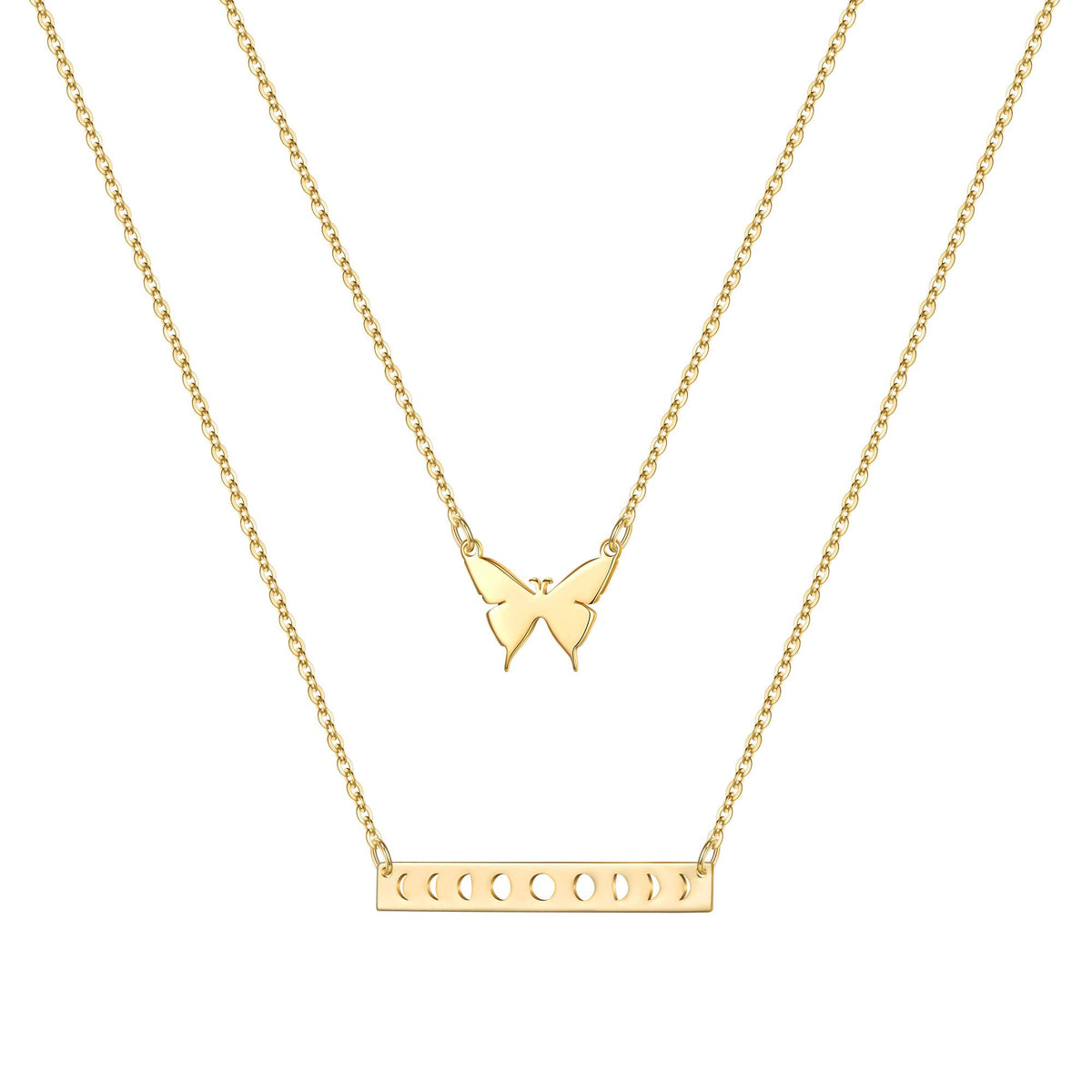 2PCS - Butterfly&Bar Layered Necklaces for Women