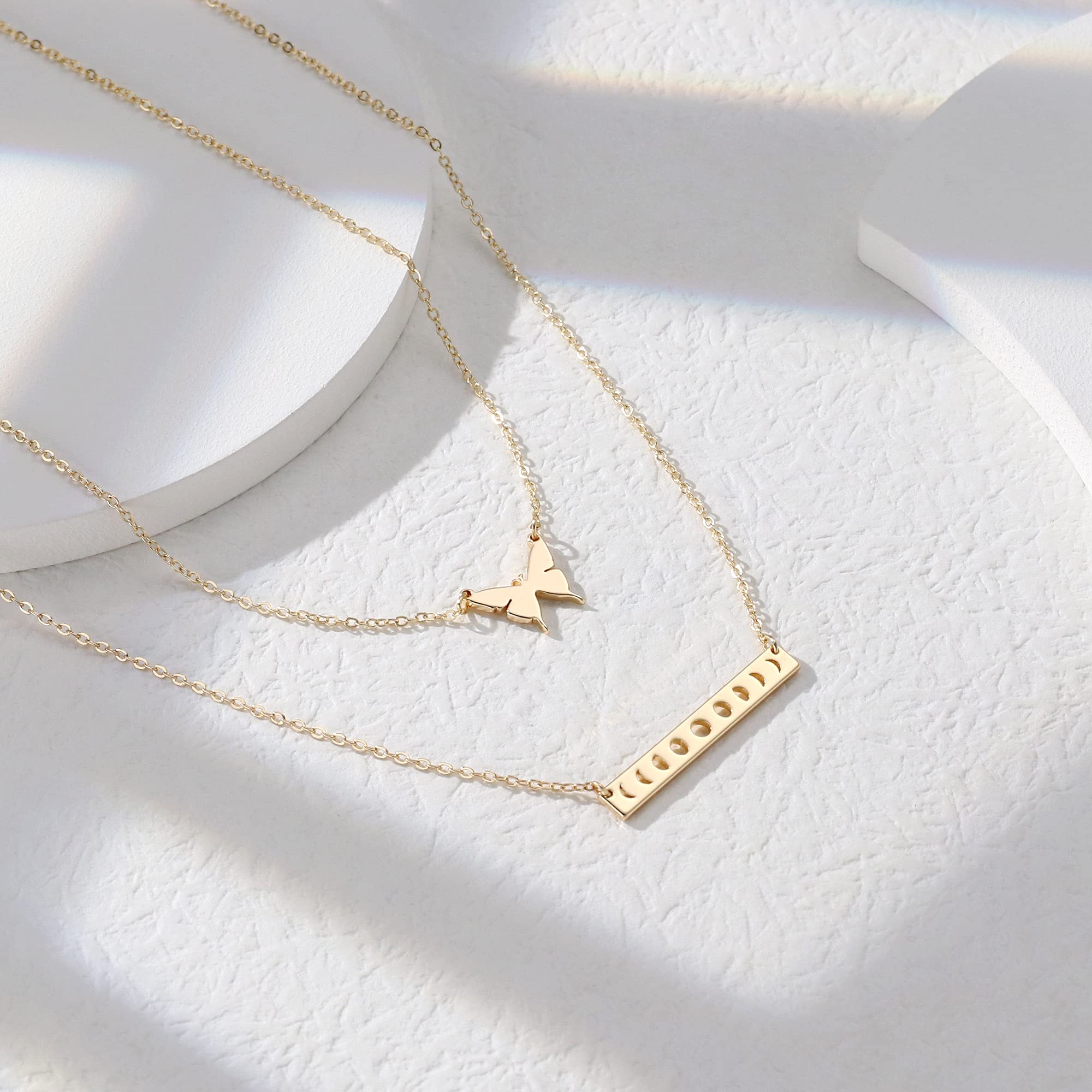 2PCS - Butterfly&Bar Layered Necklaces for Women