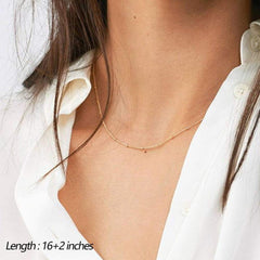 2PCS  Chain&Hammered Disc Dainty Layered Choker Necklace