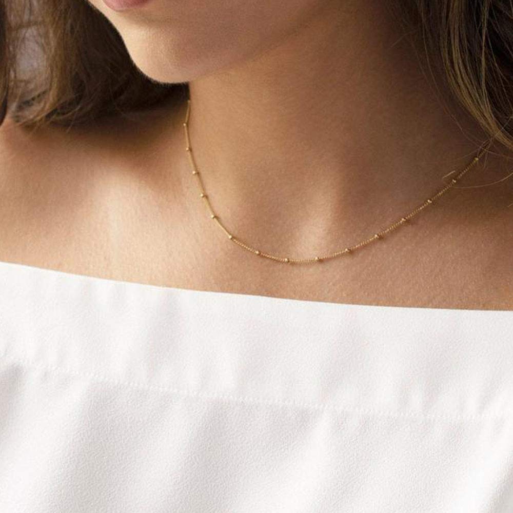 2PCS  Chain&Hammered Disc Dainty Layered Choker Necklace