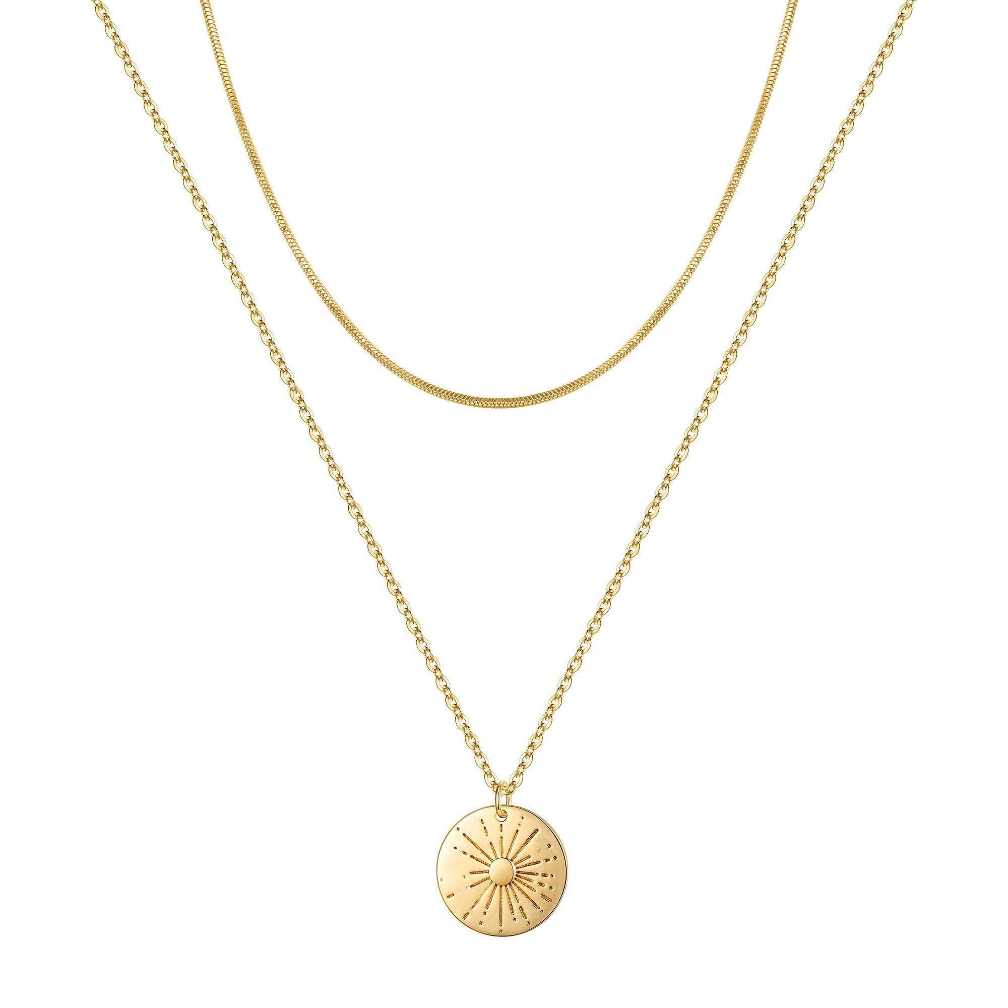 2PCS - Chain&Sunbeam Layered Necklaces for Women