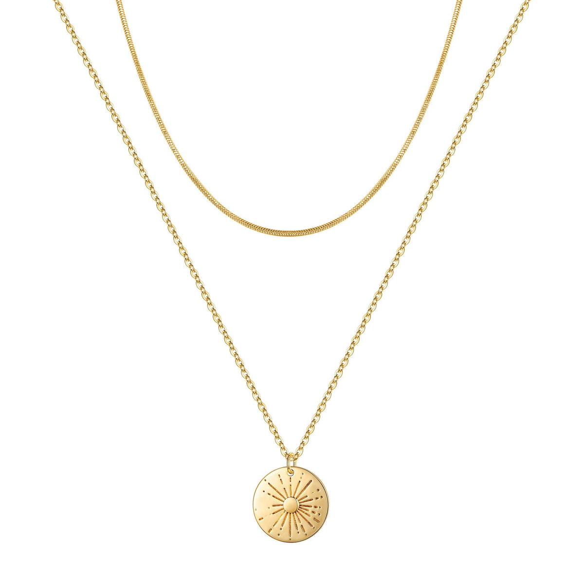 2PCS - Chain&Sunbeam Layered Necklaces for Women