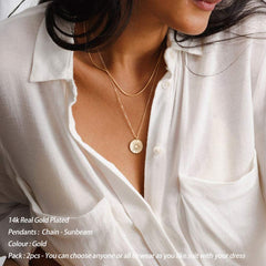 2PCS - Chain&Sunbeam Layered Necklaces for Women