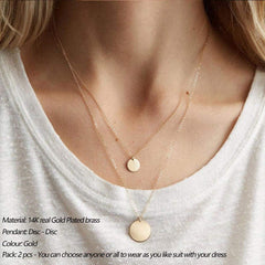 2PCS Small Disc&Disc Dainty Layered Choker Necklace