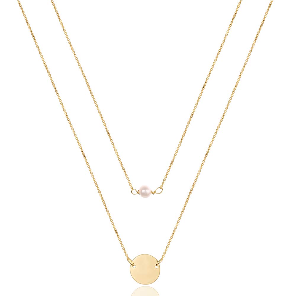 2PCS Pearl&Disc Dainty Layered Choker Necklace