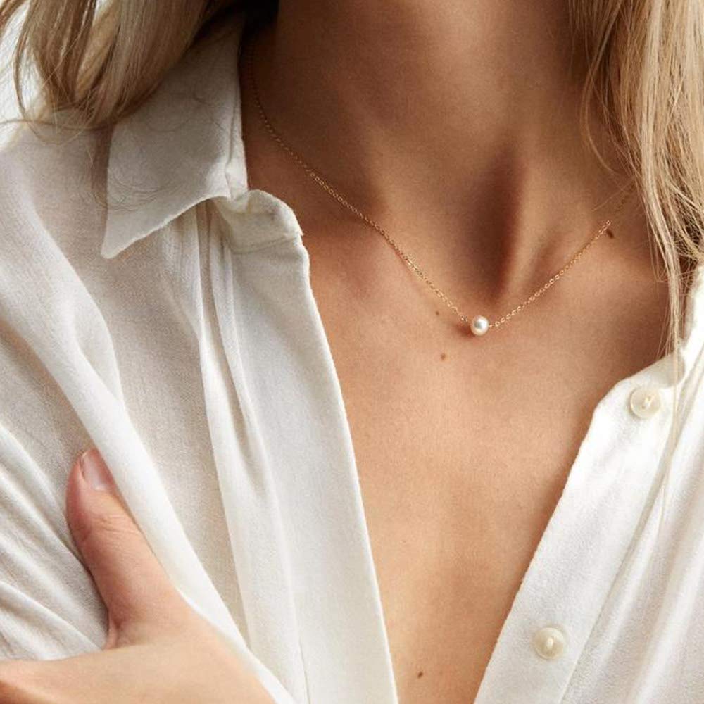 2PCS Pearl&Disc Dainty Layered Choker Necklace