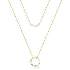 2PCS Pearls&Circle Dainty Layered Choker Necklace