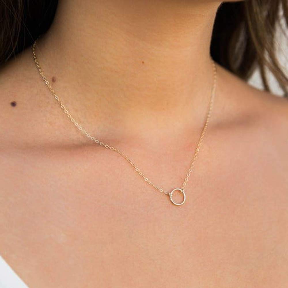 2PCS Pearls&Circle Dainty Layered Choker Necklace