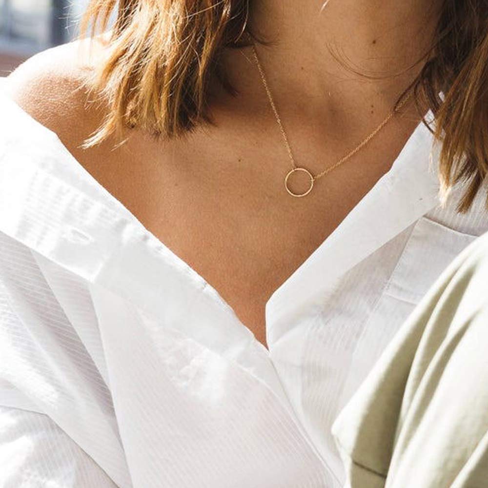 2PCS Pearls&Circle Dainty Layered Choker Necklace
