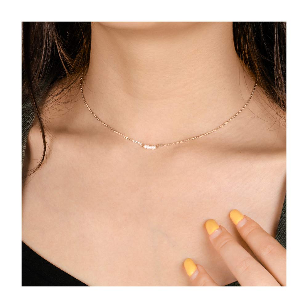2PCS Pearls&Circle Dainty Layered Choker Necklace