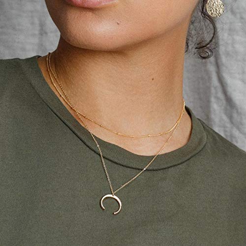 2PCS Chain&Crescent Dainty Layered Choker Necklace